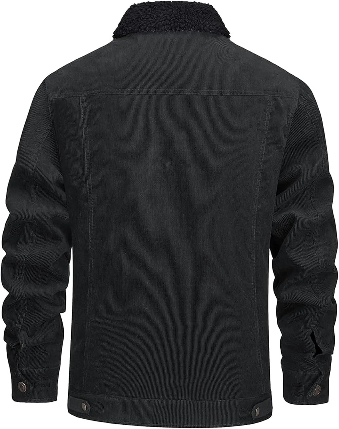 JEsilunmaMY Men's Button Down Corduroy Jacket Long Sleeve Sherpa Lined Trucker Jacket Casual Cotton Cargo Warm Winter Jacket