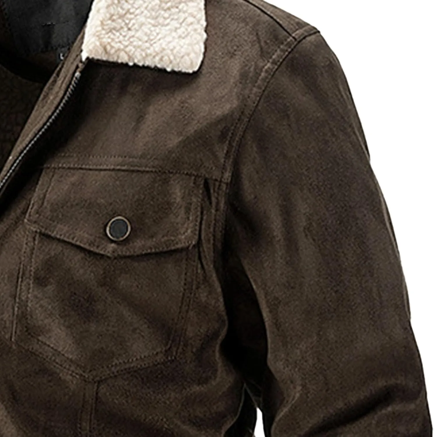 JEsilunmaMY Men's Cotton Cargo Corduroy Jacket Fur Collar Sherpa Lined Trucker Jacket Business Casual Sherpa Winter Coats