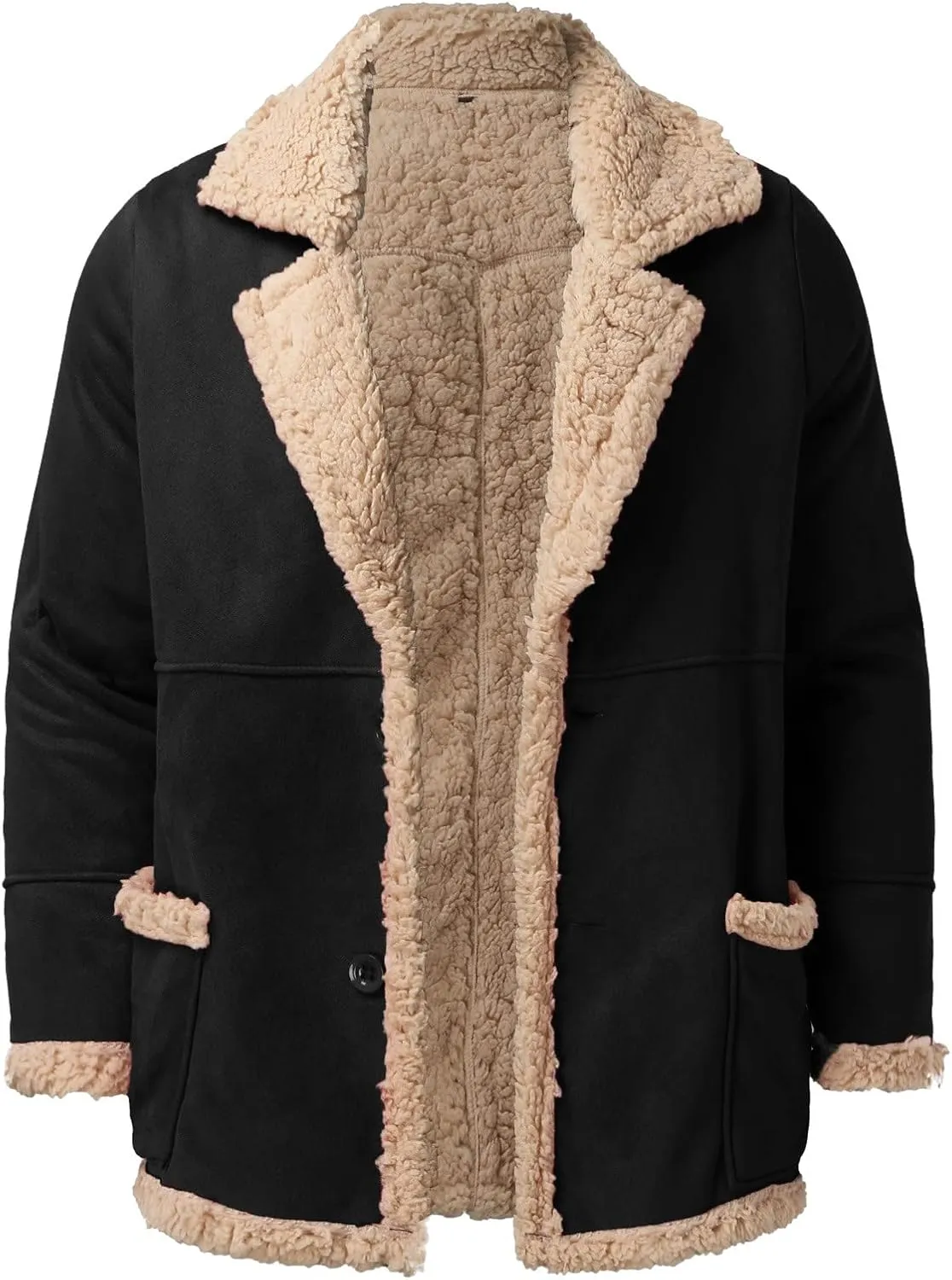 LCMTWX Men's Thicken Warm Winter Coat Stand Collar Knitted Splice Sweater Coat Casual Cardigan Stylish Winter Jackets for