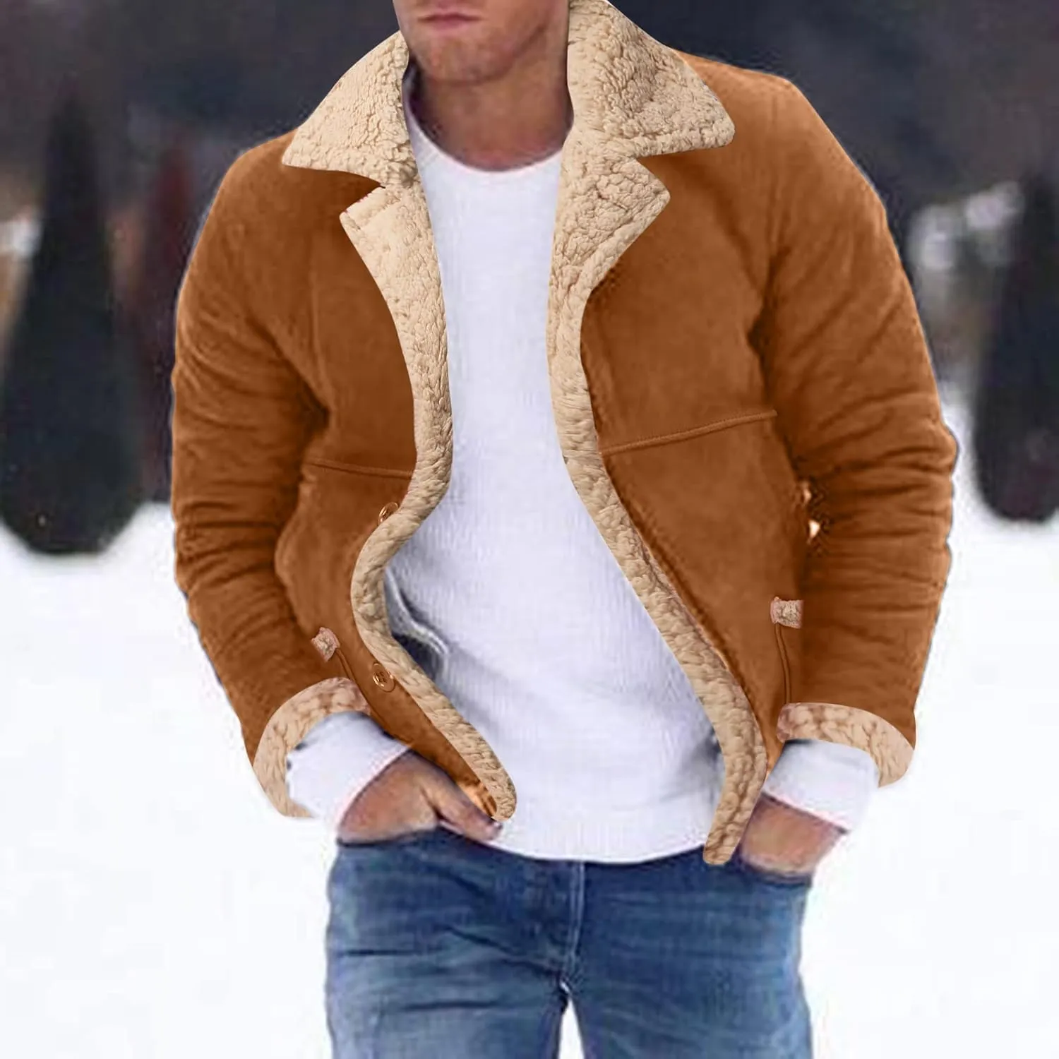 LCMTWX Men's Thicken Warm Winter Coat Stand Collar Knitted Splice Sweater Coat Casual Cardigan Stylish Winter Jackets for