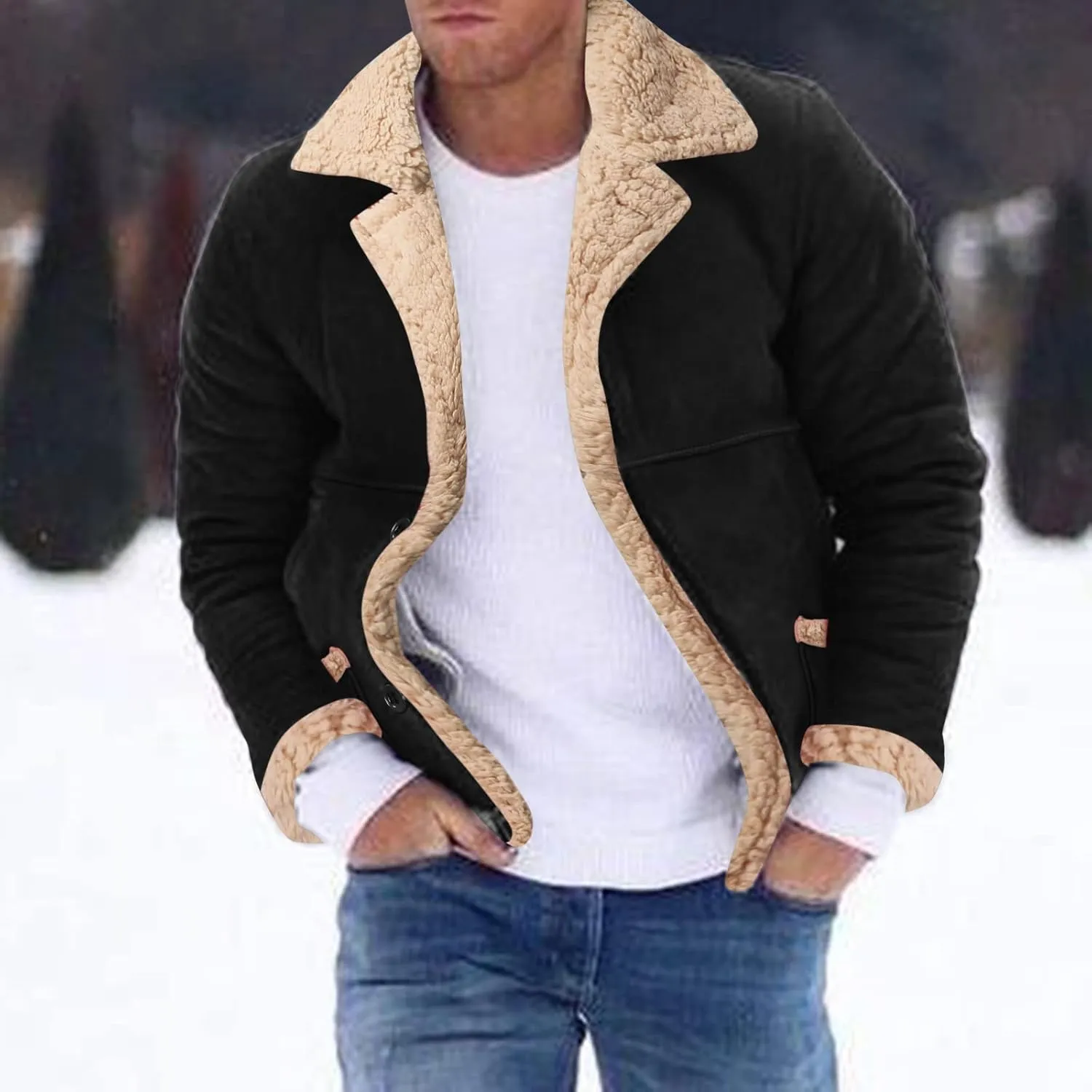LCMTWX Men's Thicken Warm Winter Coat Stand Collar Knitted Splice Sweater Coat Casual Cardigan Stylish Winter Jackets for