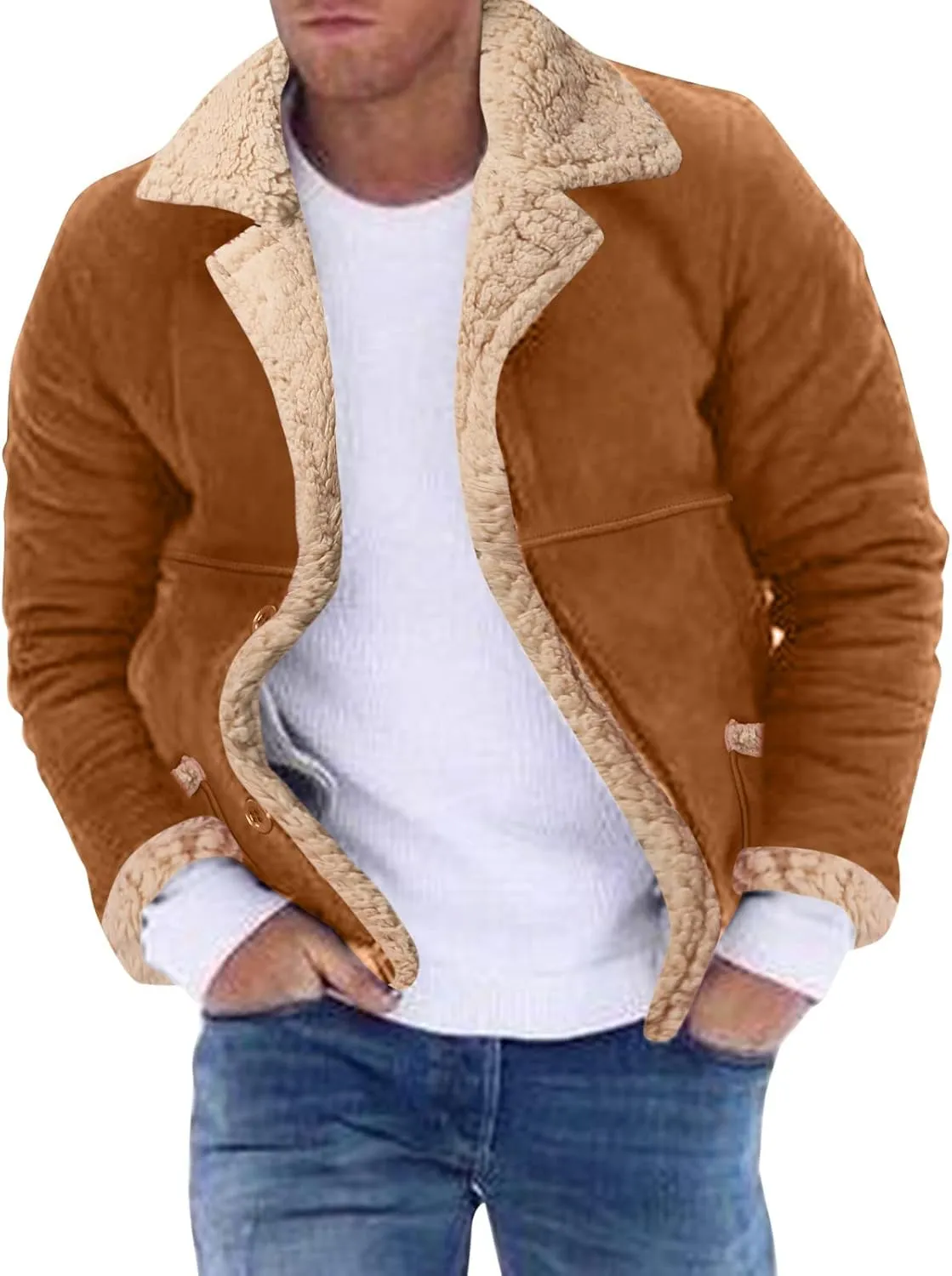 LCMTWX Men's Thicken Warm Winter Coat Stand Collar Knitted Splice Sweater Coat Casual Cardigan Stylish Winter Jackets for