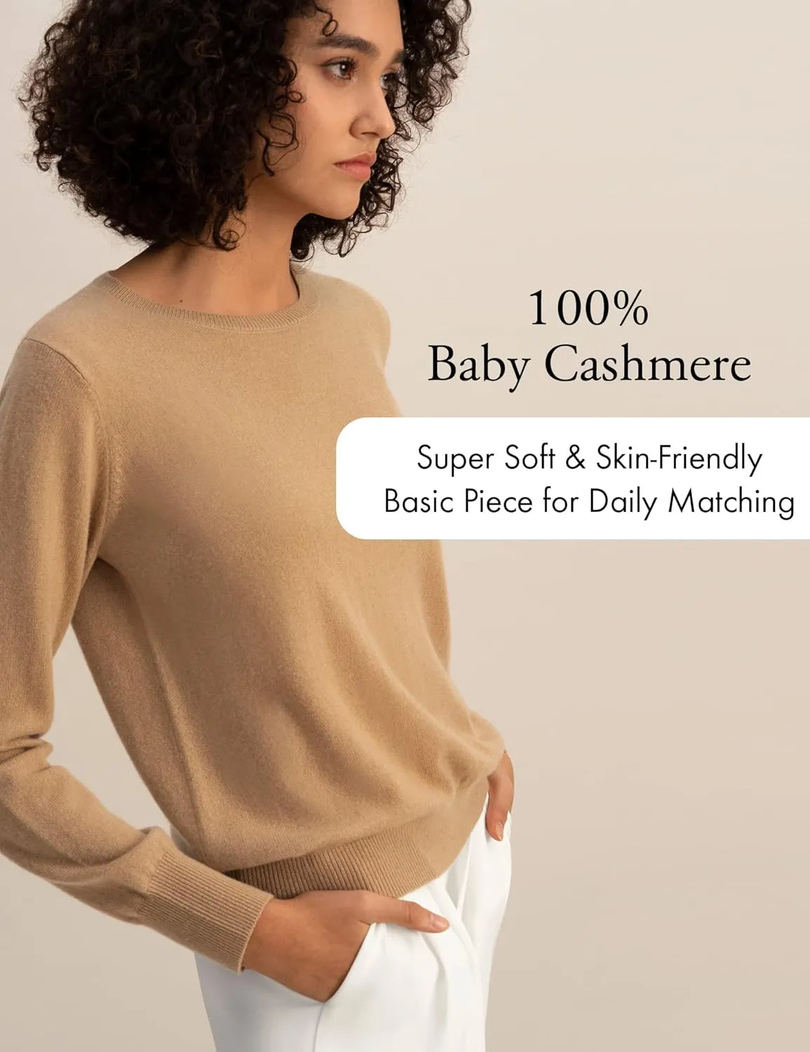 LilySilk 100% Baby Cashmere Sweater for Women Basic Pullover Soft & Skin-Friendly Cropped Sweater Top
