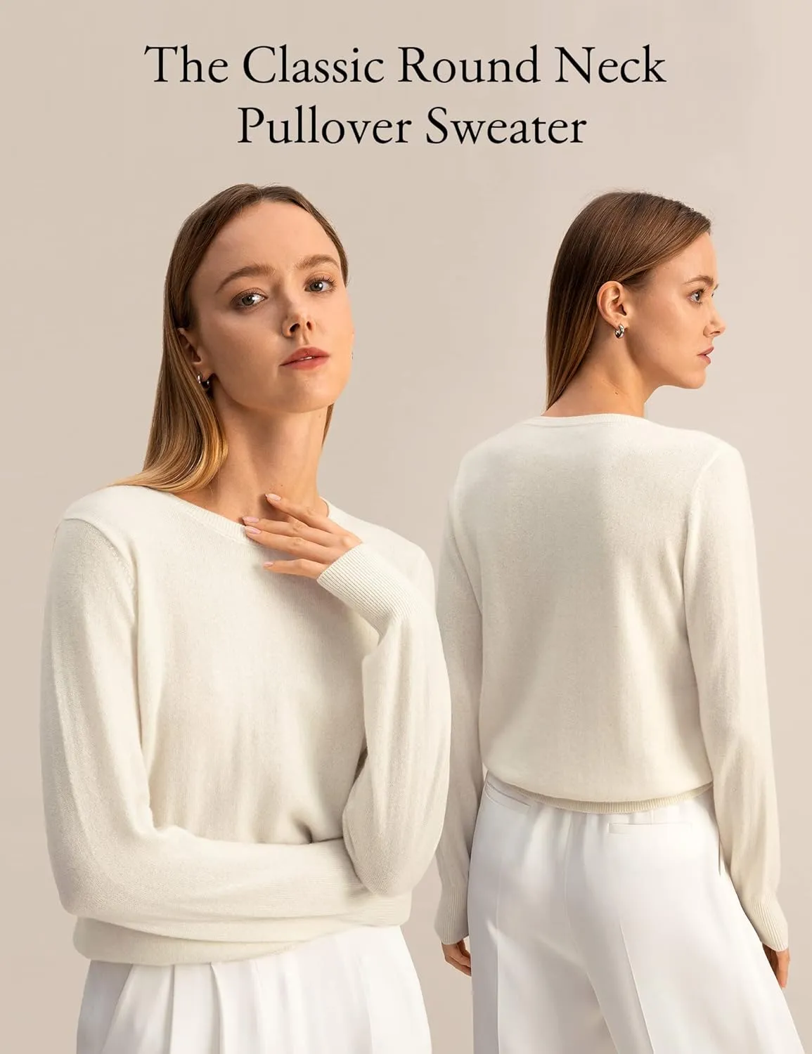 LilySilk 100% Baby Cashmere Sweater for Women Basic Pullover Soft & Skin-Friendly Cropped Sweater Top