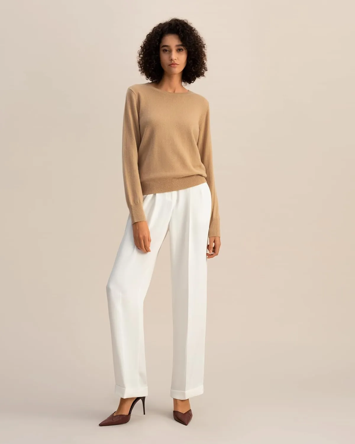 LilySilk 100% Baby Cashmere Sweater for Women Basic Pullover Soft & Skin-Friendly Cropped Sweater Top