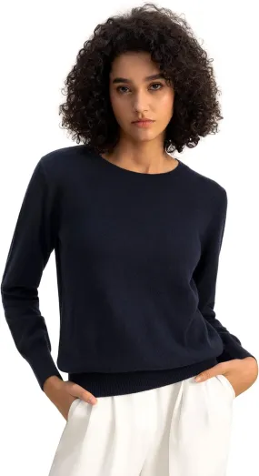 LilySilk 100% Baby Cashmere Sweater for Women Basic Pullover Soft & Skin-Friendly Cropped Sweater Top