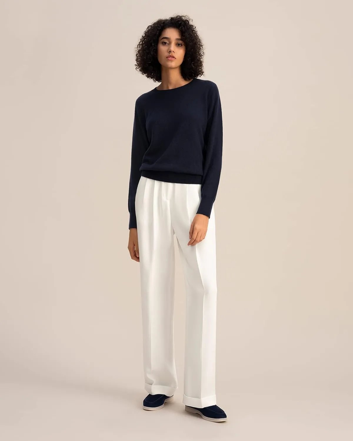 LilySilk 100% Baby Cashmere Sweater for Women Basic Pullover Soft & Skin-Friendly Cropped Sweater Top