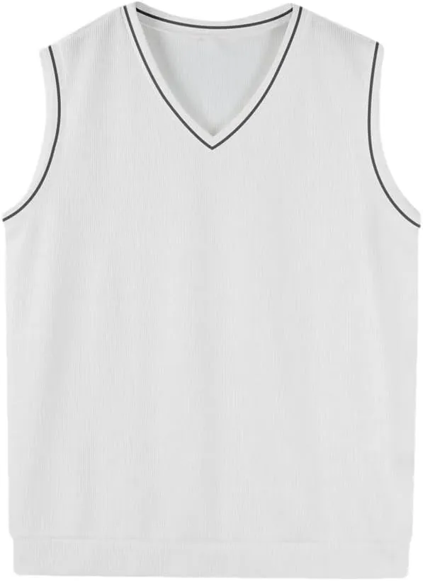 Men Sleeveless Vest Spring Autumn Solid Color Knitted Vest Business Work Sweater Tank