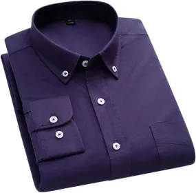 Men's Dress Shirts Long Sleeve Solid Color Slim Fit Business Casual Work Buttons Shirt