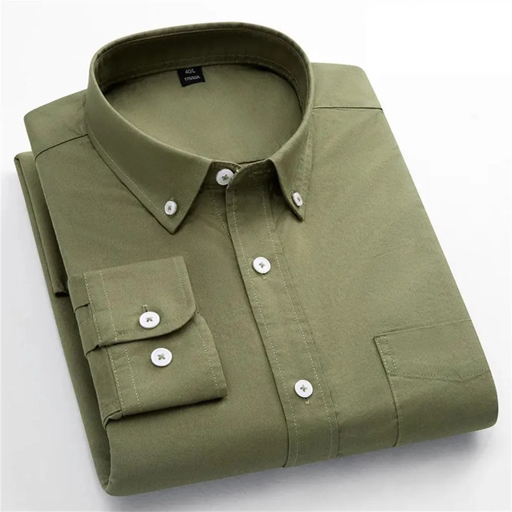 Men's Dress Shirts Long Sleeve Solid Color Slim Fit Business Casual Work Buttons Shirt