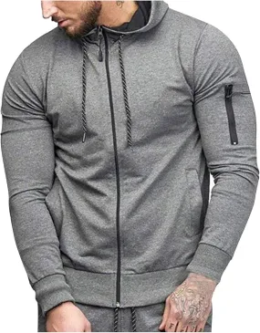 Men's Full Zip Hoodies Casual Camouflage Sports Sweatshirt Long Sleeve Zipper Hooded Jacket Coat