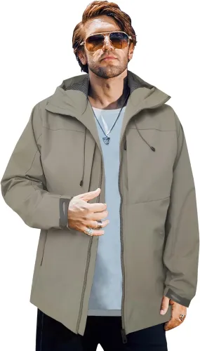Men's Hooded Waterproof Jacket Outdoor Lightweight Softshell Jacket…