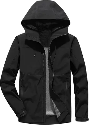 Men's Hooded Waterproof Jacket Outdoor Lightweight Softshell Jacket…
