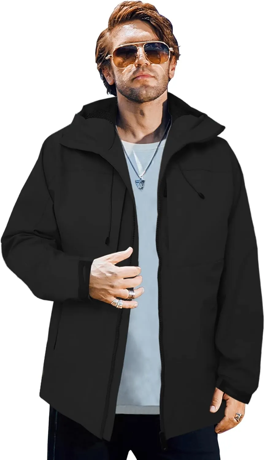 Men's Hooded Waterproof Jacket Outdoor Lightweight Softshell Jacket…