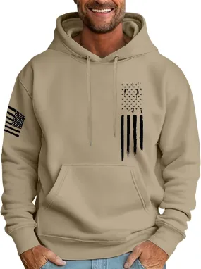 Mens Oversized Hoodie Flag Graphic Casual Plus Size Sweatshirt Fall Winter Long Sleeve Drawstring Hoodies with Pocket