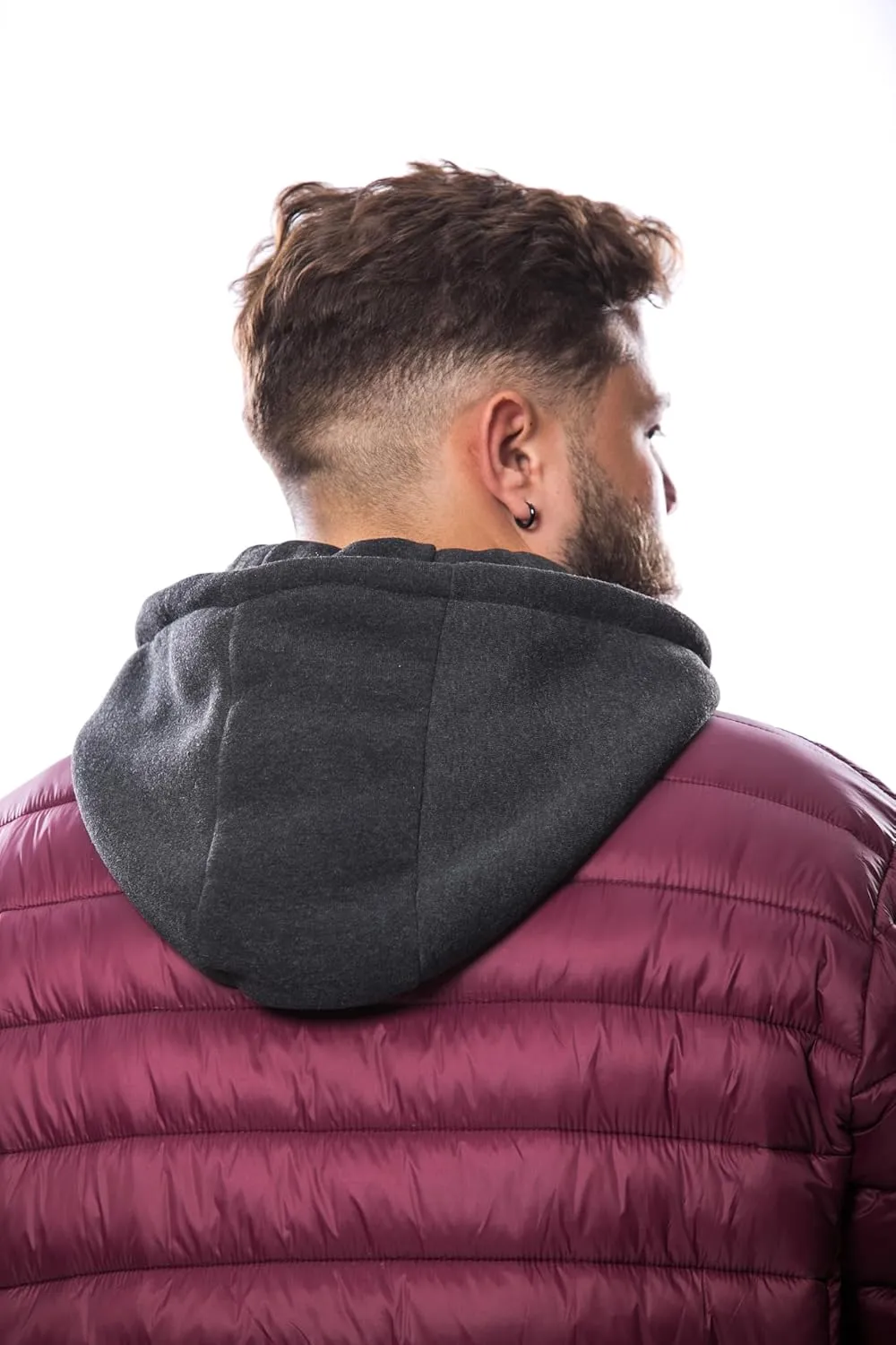 Men's Plus Size Puffer Jacket – Lightweight Hooded Insulated Winter Coat, Windproof, Zipper Down Jacket, Warm & Durable