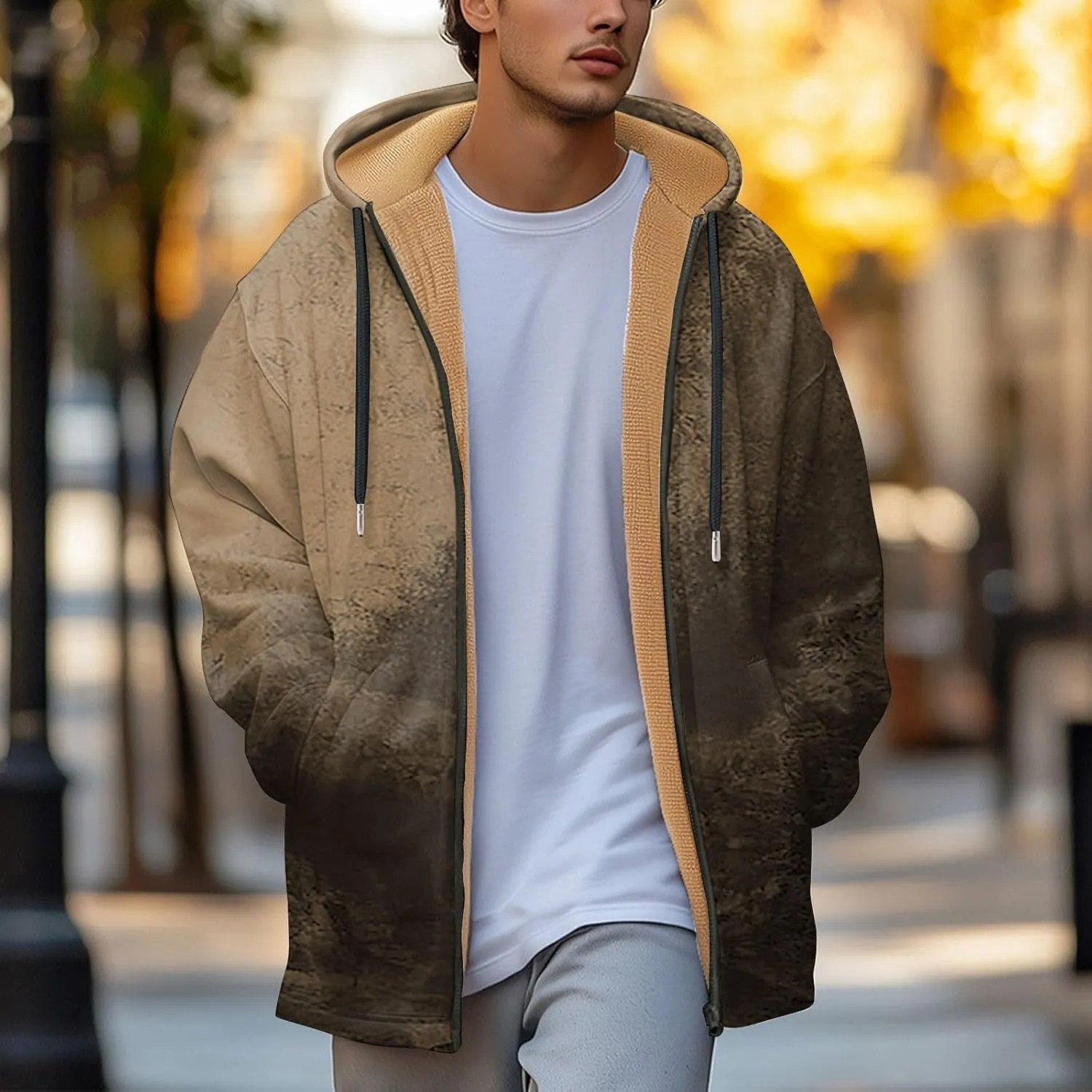 Mens Sherpa Lined Hoodie Zip Up Warm Winter Hoodies Fleece Heavyweight Casual Hooded