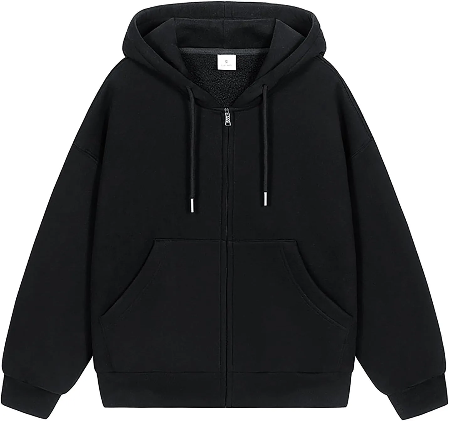 Men's Zip Up Hoodie Solid Colour Long Sleeve Casual Jacket Athletic Drawstring Hooded Sweatshirt Tops