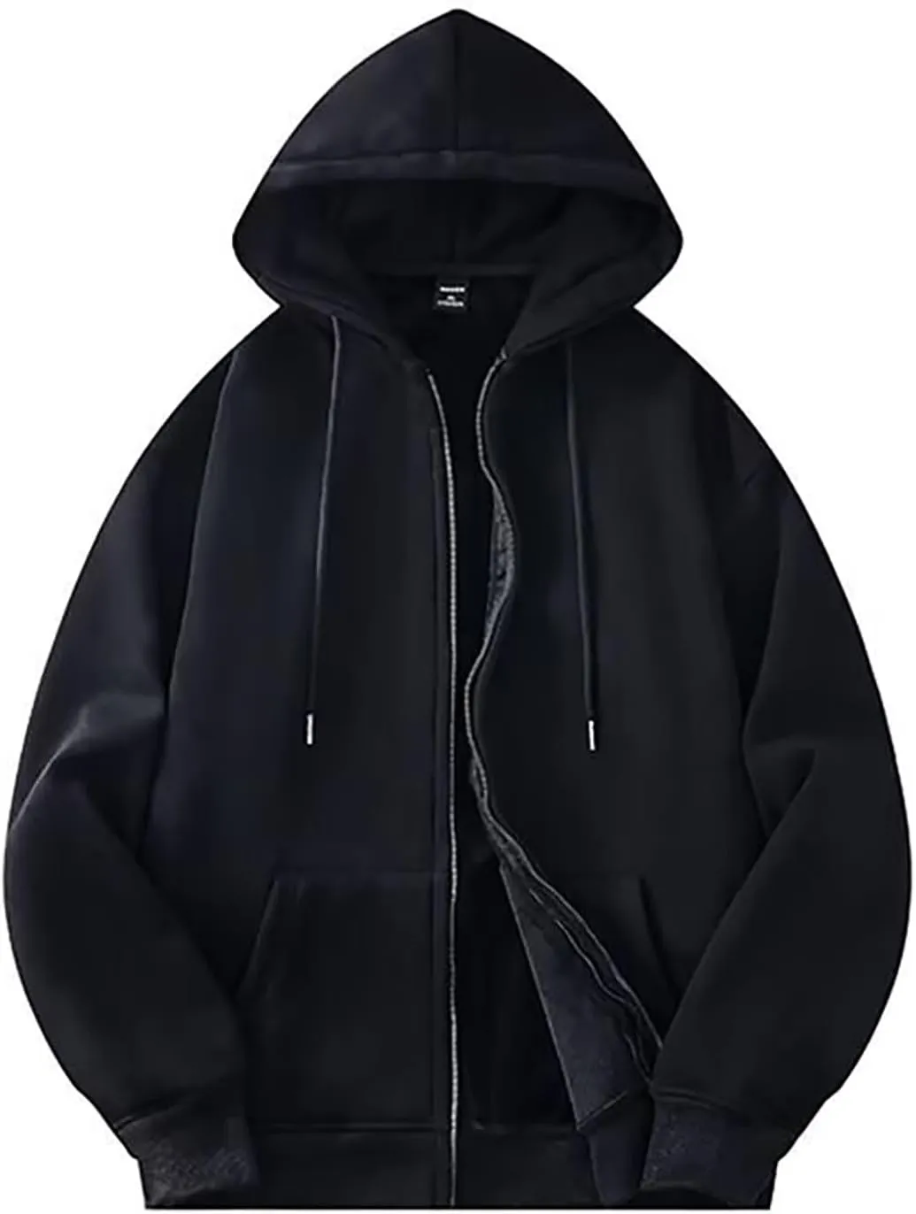 Men's Zip Up Hoodie Solid Colour Long Sleeve Casual Jacket Athletic Drawstring Hooded Sweatshirt Tops