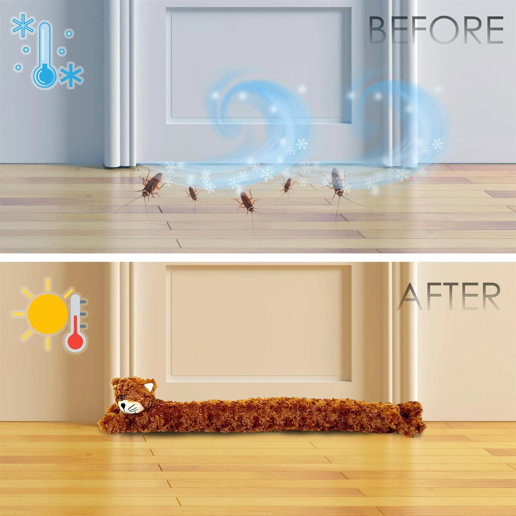 Novelty Draught Excluder for Doors Brown Cat Design