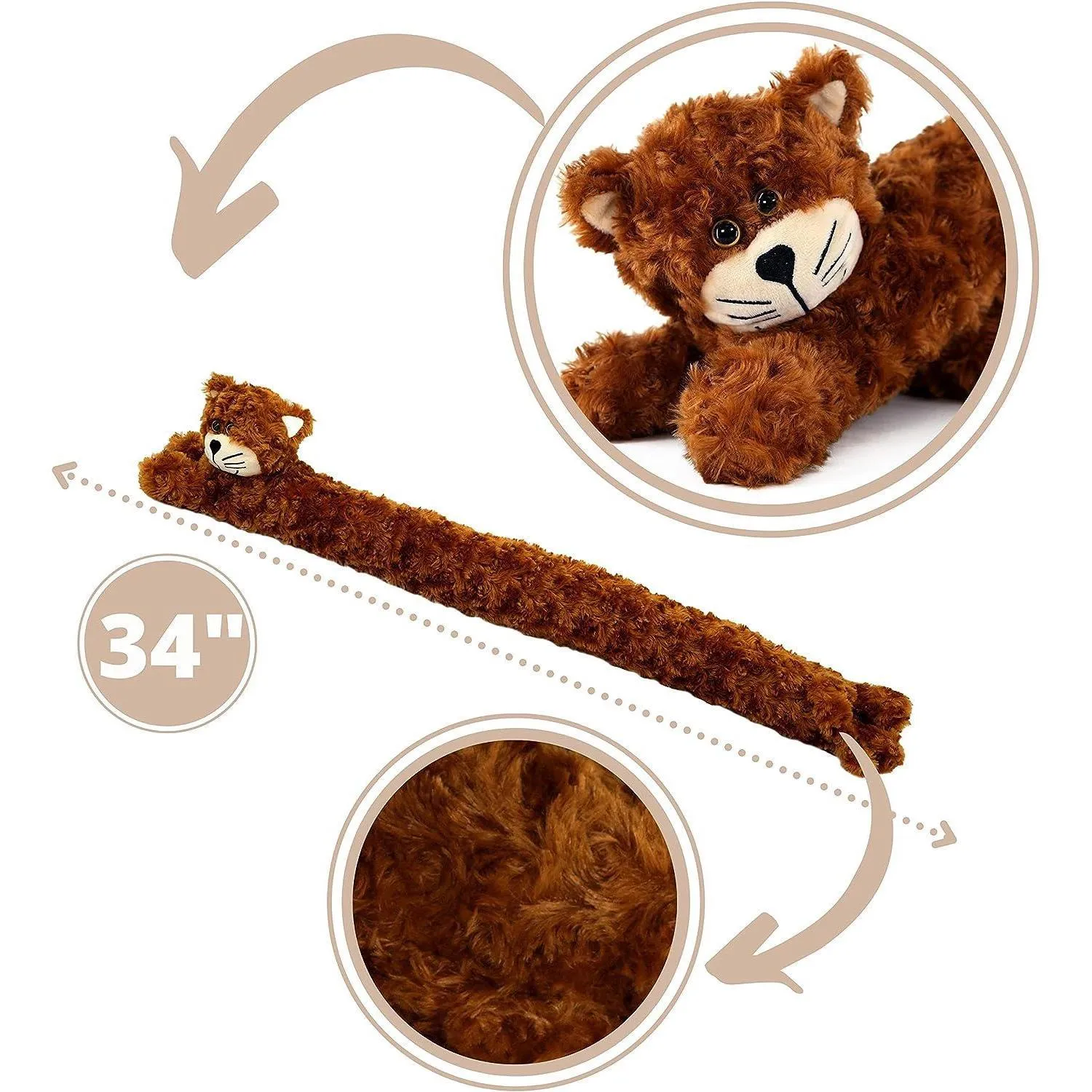Novelty Draught Excluder for Doors Brown Cat Design