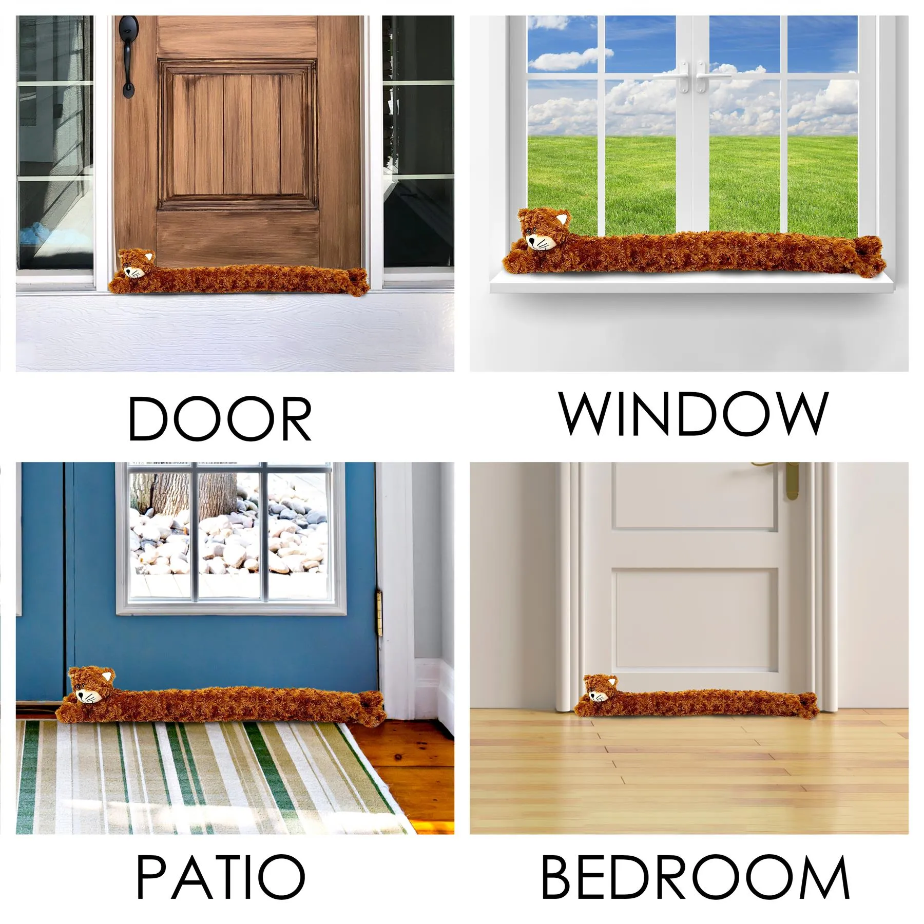 Novelty Draught Excluder for Doors Brown Cat Design