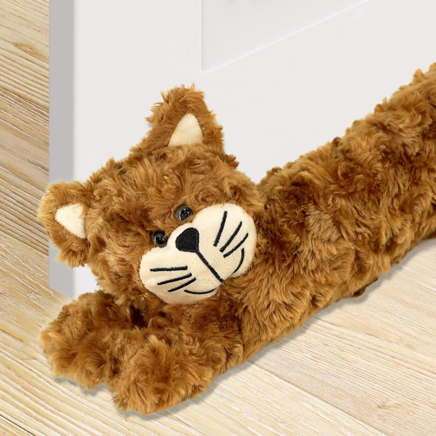 Novelty Draught Excluder for Doors Brown Cat Design