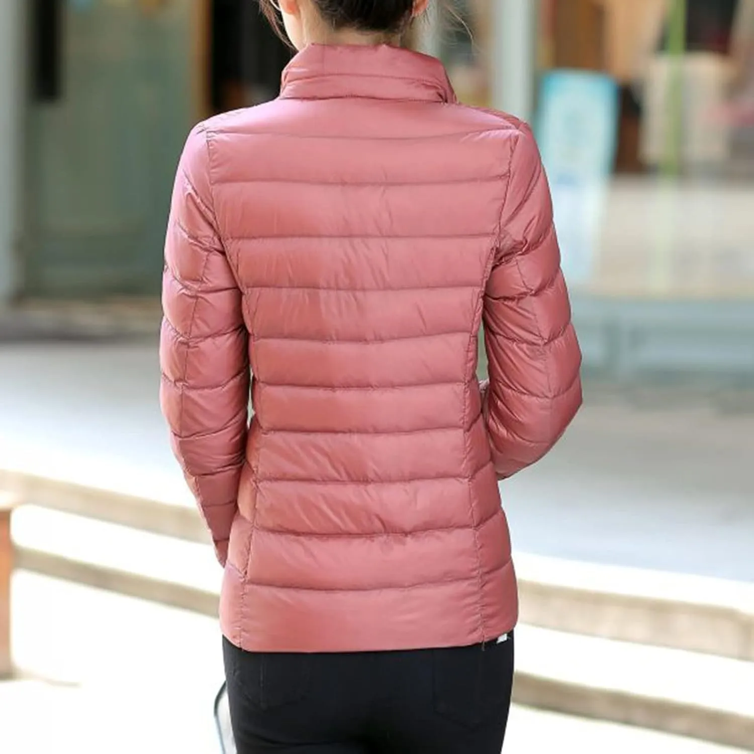 Packable Puffer Jacket Women Plus Size Winter Warm Jacket Padded Coats Lightweight Down Jacket Long Sleeve Outerwear