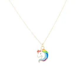 Rainbow Unicorn Enamel Charm Necklace Children's Jewelry