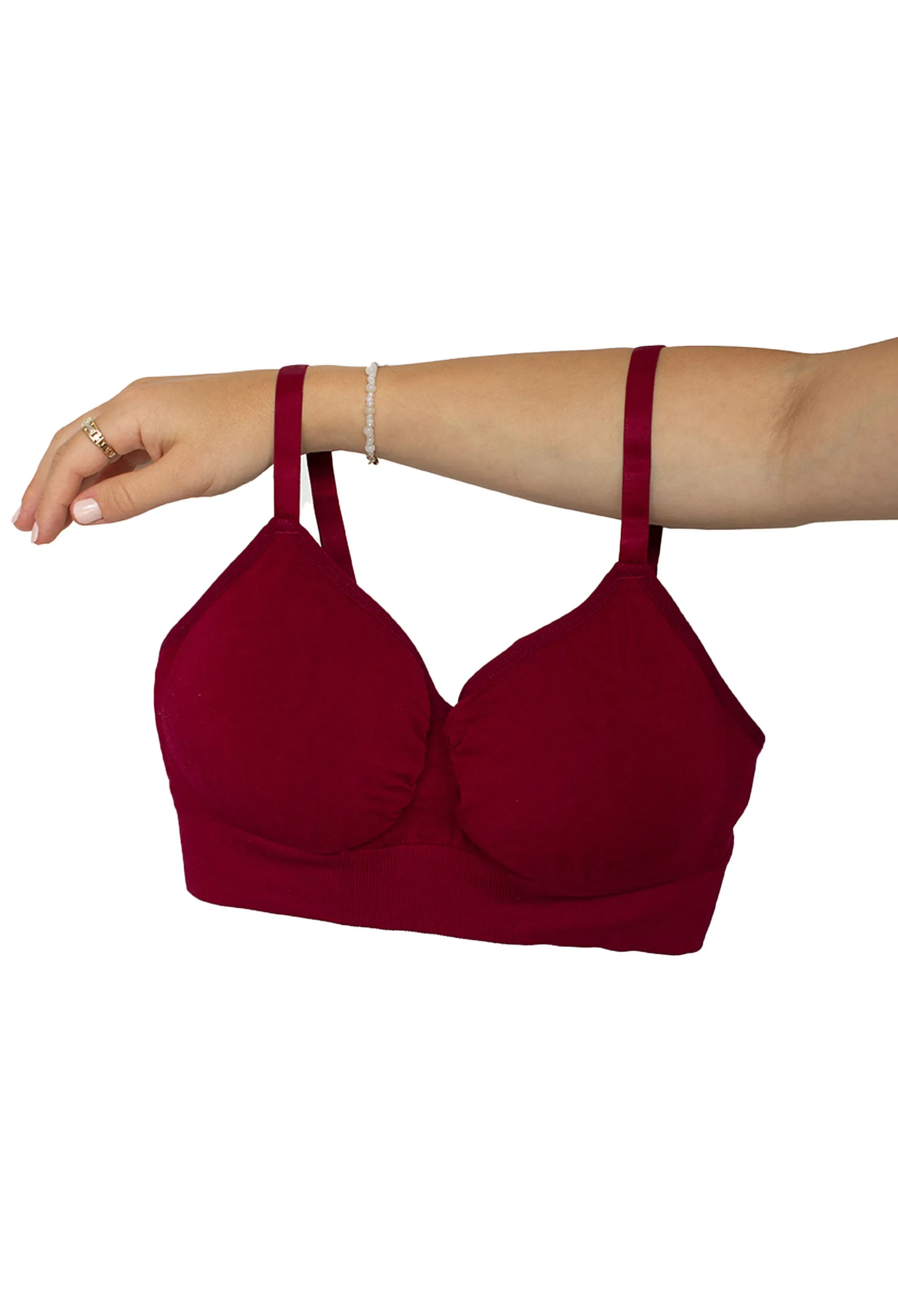 Red Bamboo Nursing Bra   High Cut Undies Set With FREE Eco-Friendly Reusable Nursing Pads