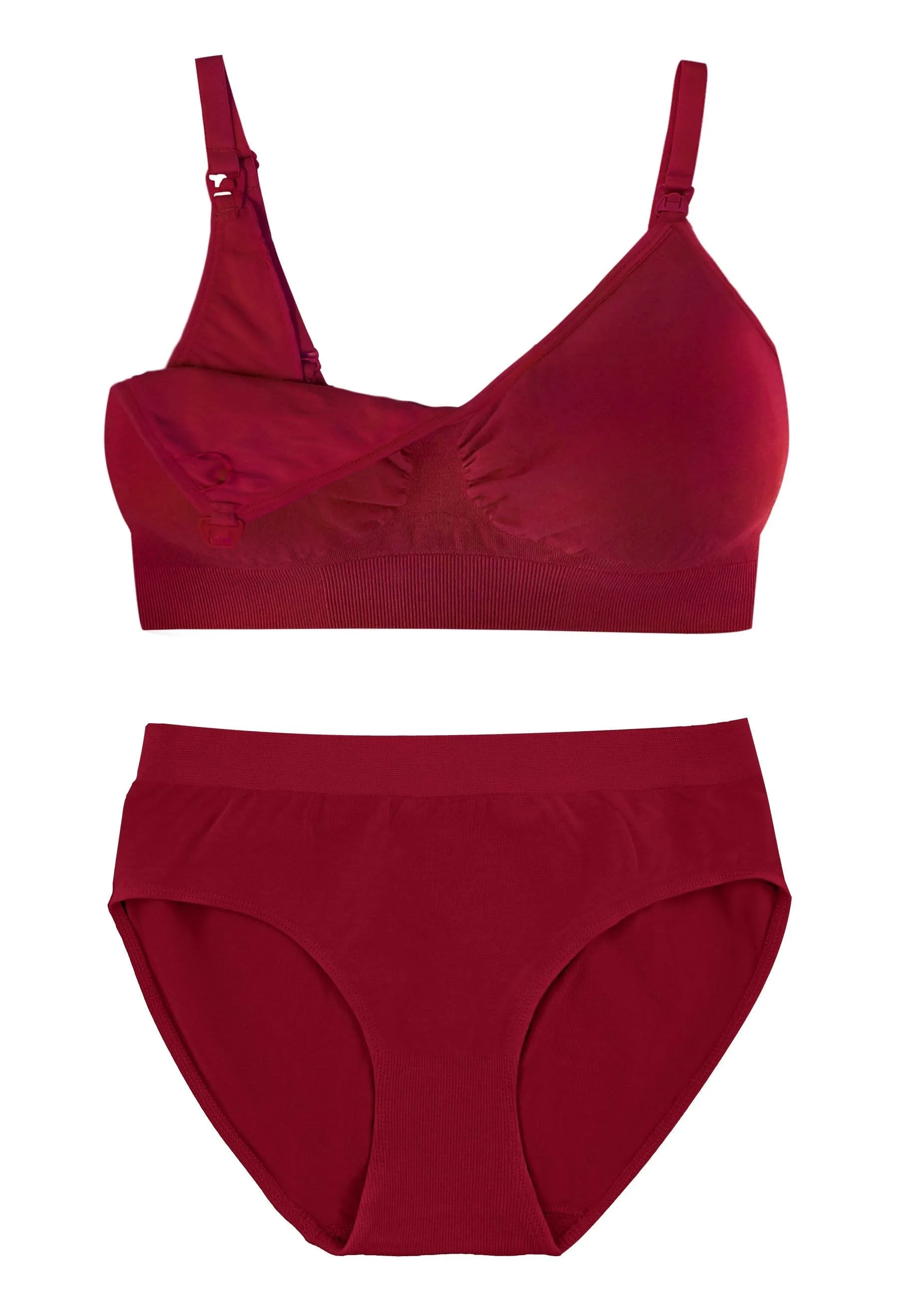 Red Bamboo Nursing Bra   High Cut Undies Set With FREE Eco-Friendly Reusable Nursing Pads