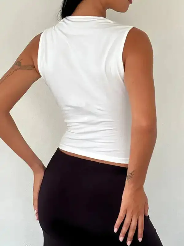 Simple Casual Versatile Vest With Bow Decorative Top
