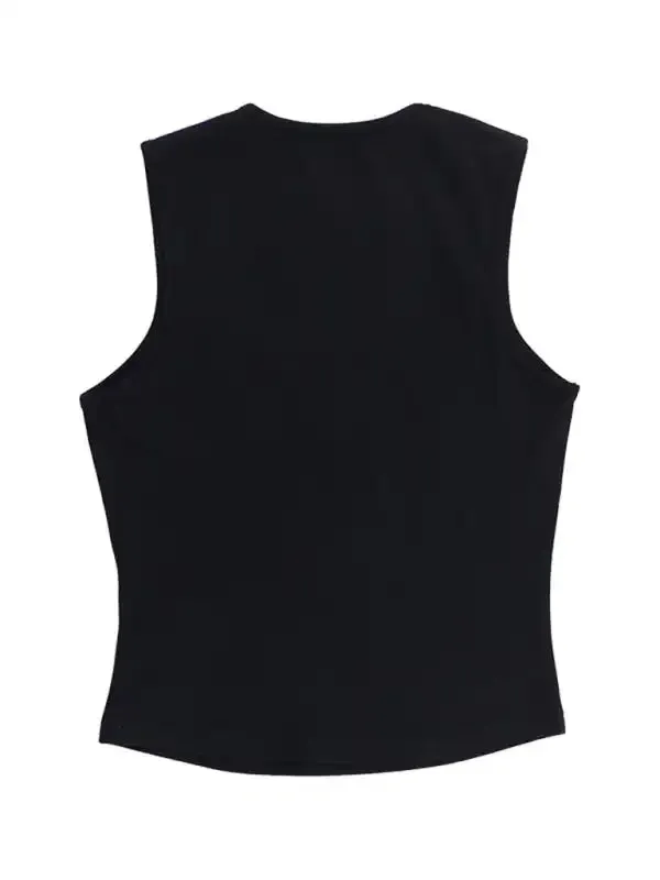 Simple Casual Versatile Vest With Bow Decorative Top