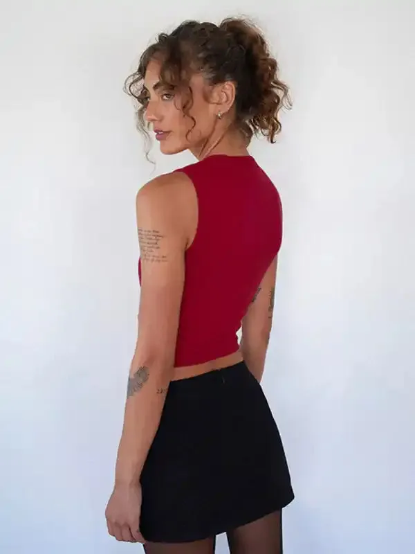 Simple Casual Versatile Vest With Bow Decorative Top