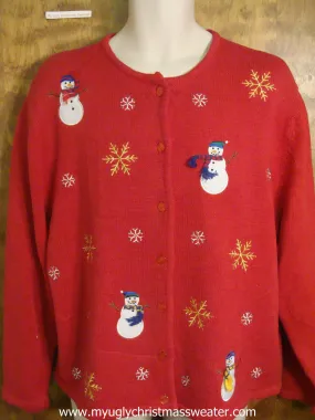 Snowmen and Snowflakes Cute Christmas Sweater
