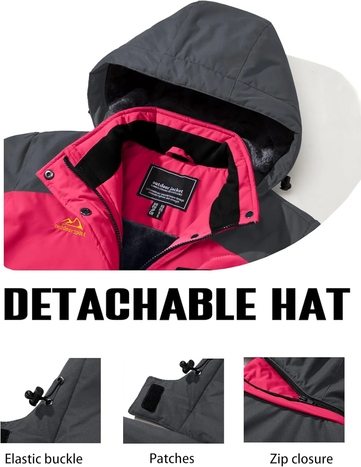 TACVASEN Women's Winter Jacket Waterproof Ski Jacket Hooded Fleece Lined Warm Snow Coat Mountain Windproof Rain Windbreaker