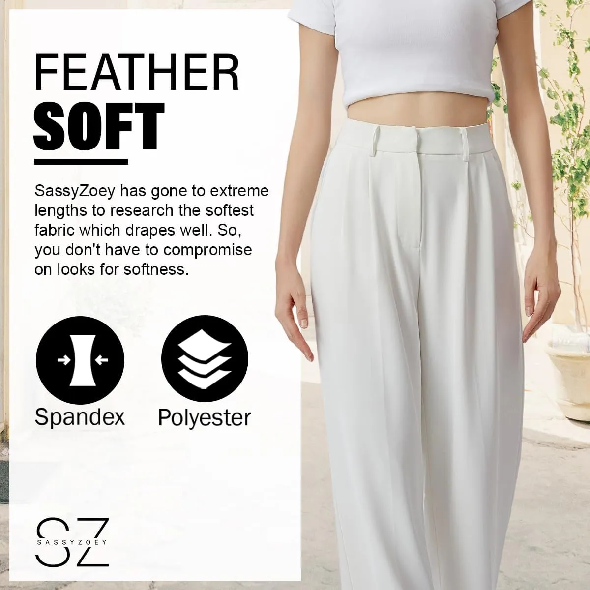 Wide Leg Pants for Women High Waisted Trousers with Pockets Women's Comfortable Work Pants Business Casual Pants