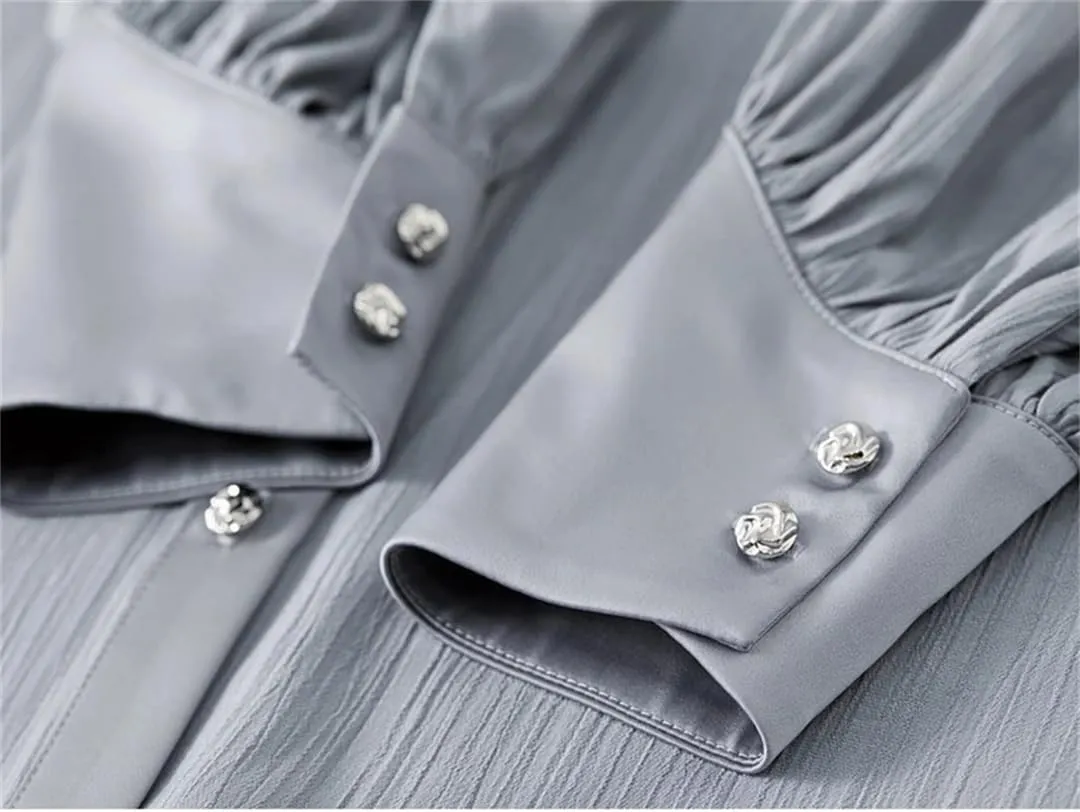 Women Office Lady Solid Shirt Casual Straight Buttons Shirts Lapel Business Work Shirt Top
