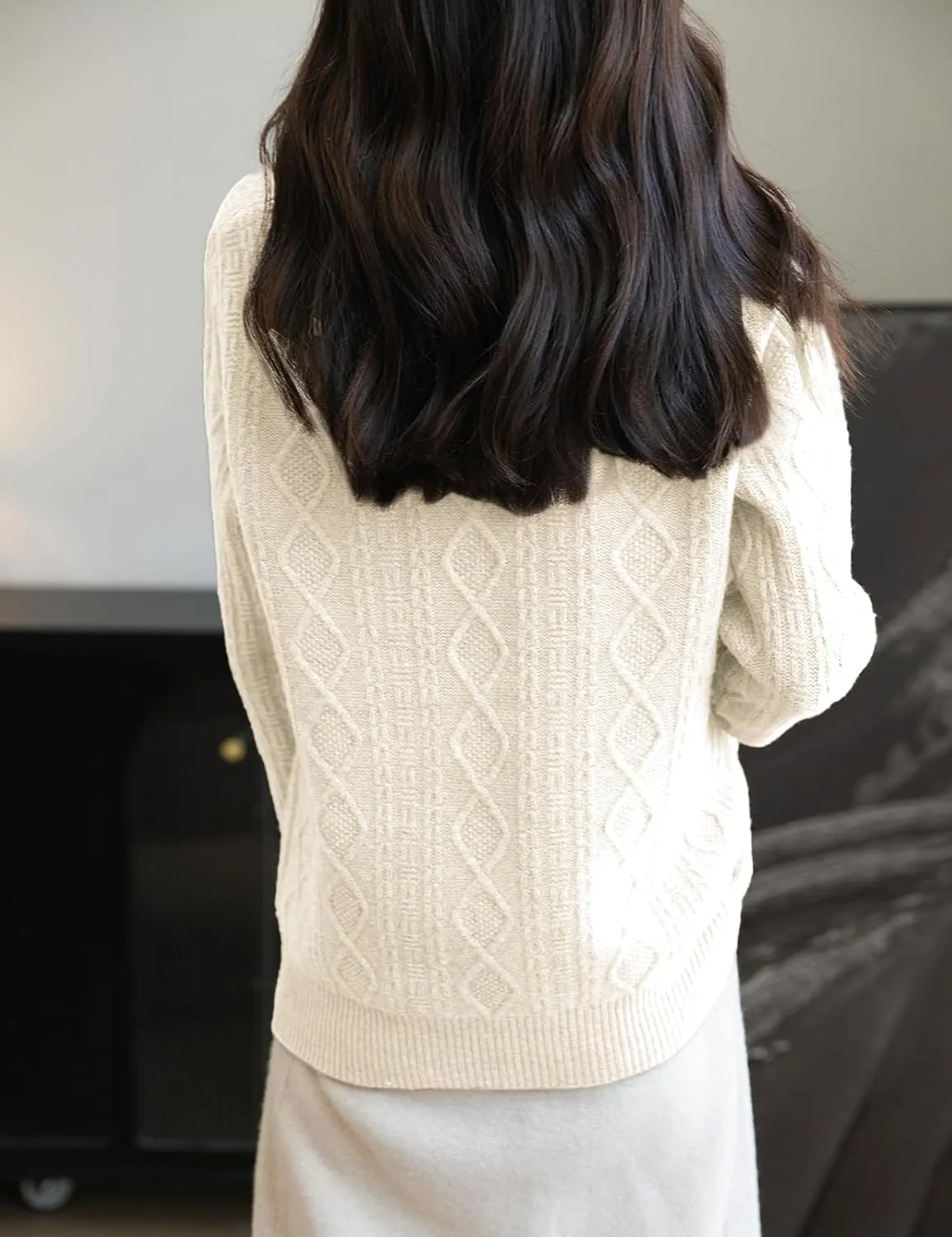 Women's 100% Merino Wool Sweater 2025 Fall Winter Basic Crewneck Warm Long Sleeve Cable Knit Pullover Sweater