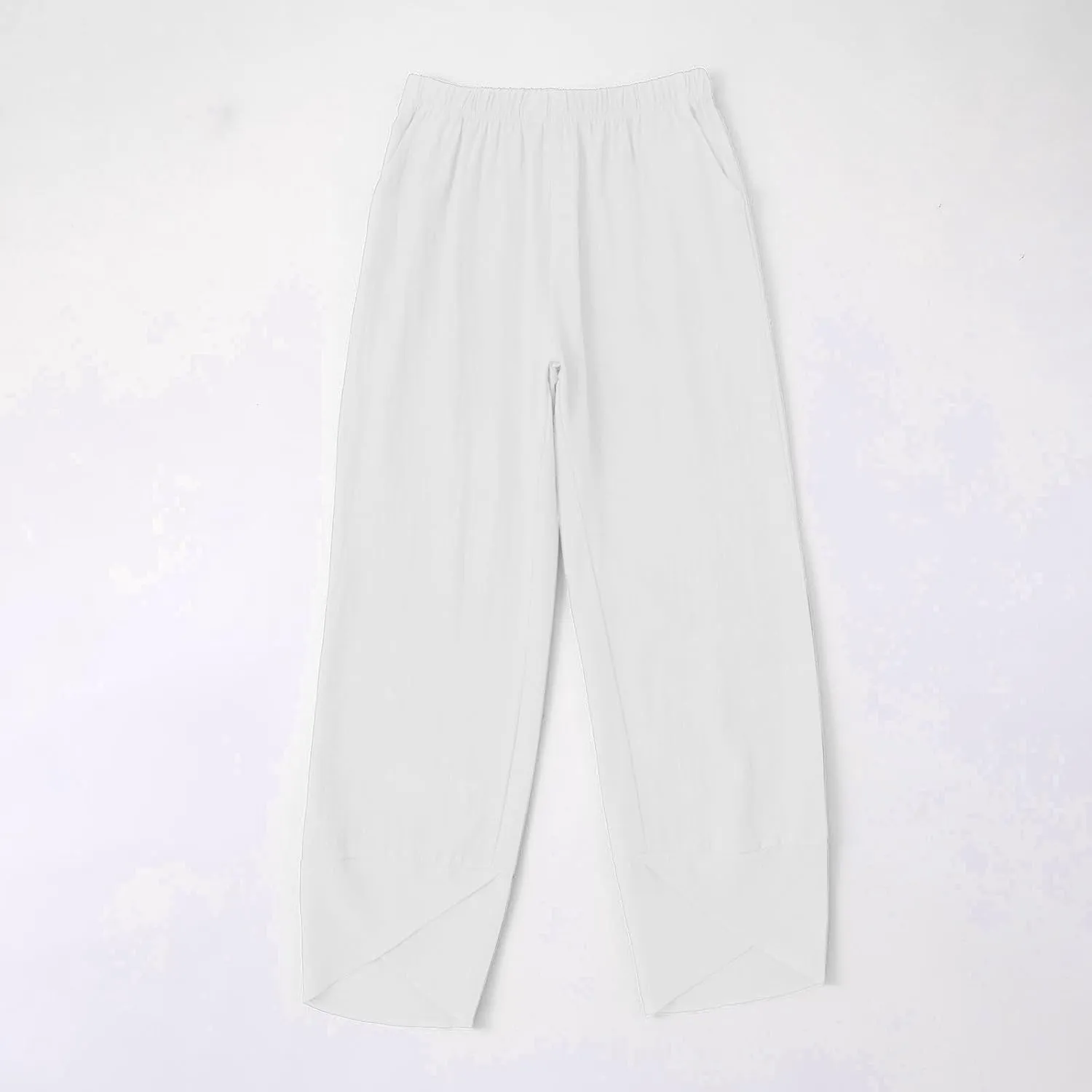 Women's Comfortable Linen Pants Loose Office Daily Work Leisures Trousers Straight Cross Leg Beach Flowy Casual Pants