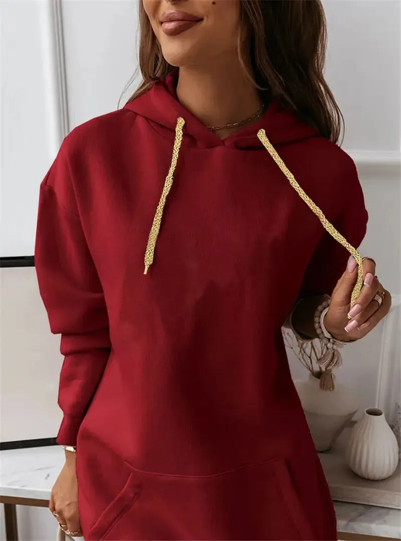 Women's Solid Colour Casual Sports Hoodie