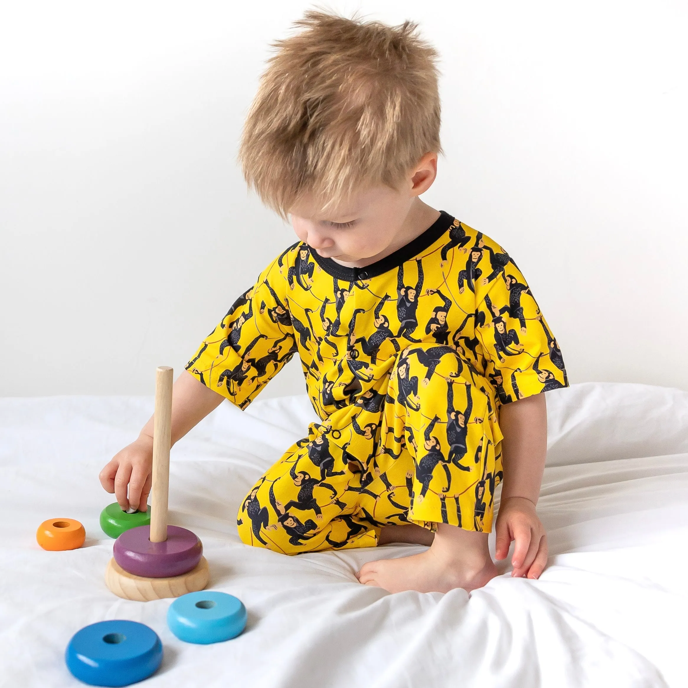 Yellow Monkey print Shortie Romper 0-4 Years