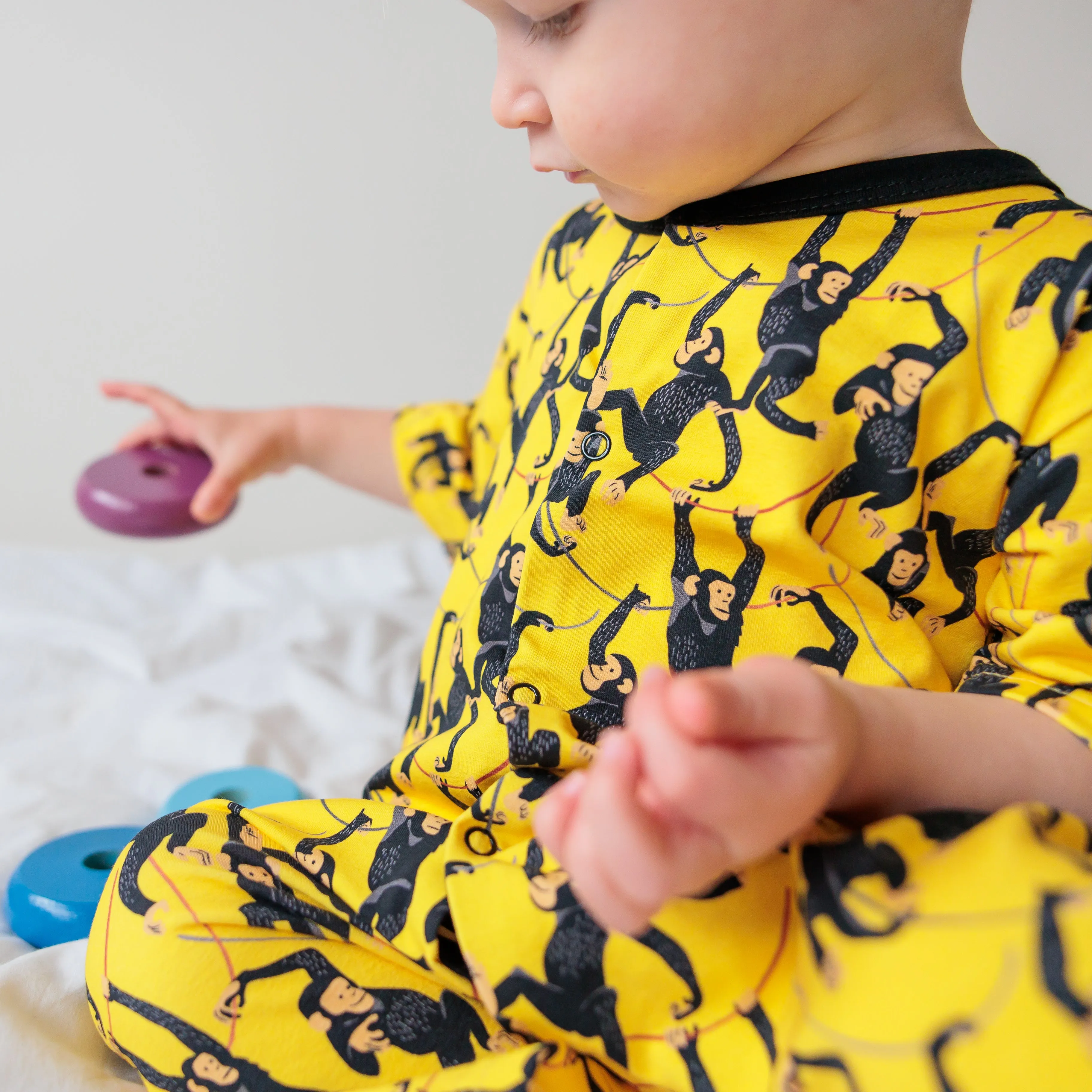 Yellow Monkey print Shortie Romper 0-4 Years