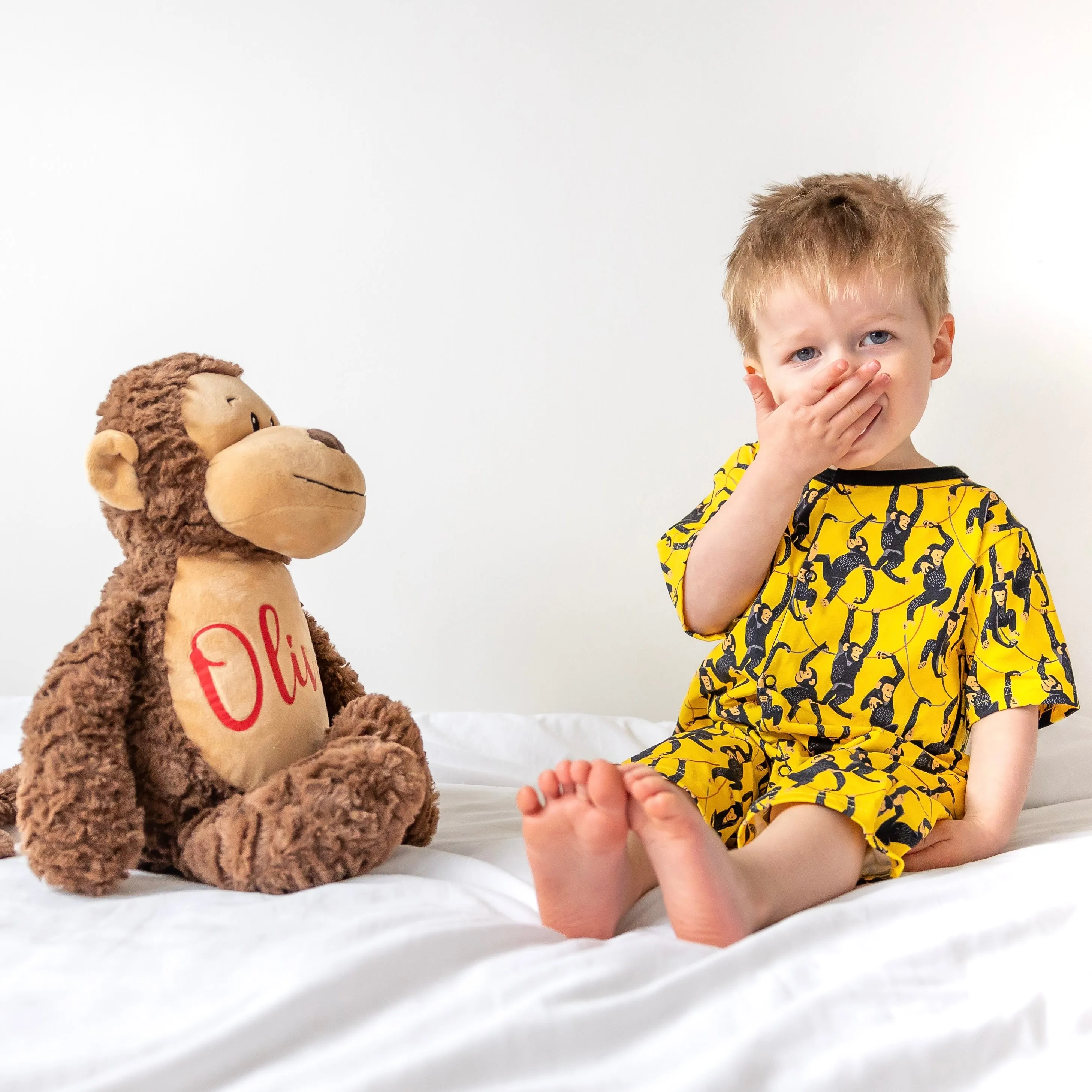 Yellow Monkey print Shortie Romper 0-4 Years