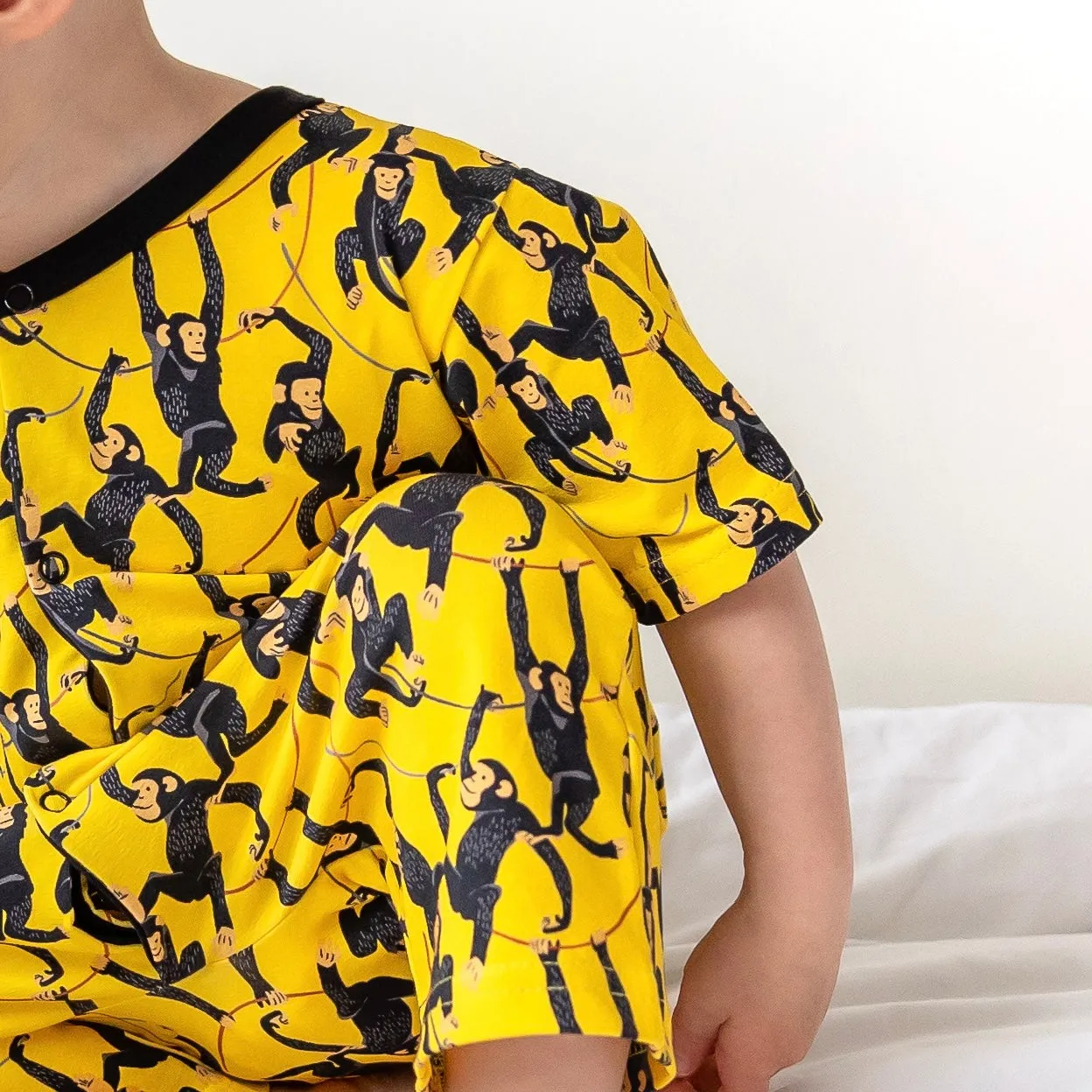 Yellow Monkey print Shortie Romper 0-4 Years