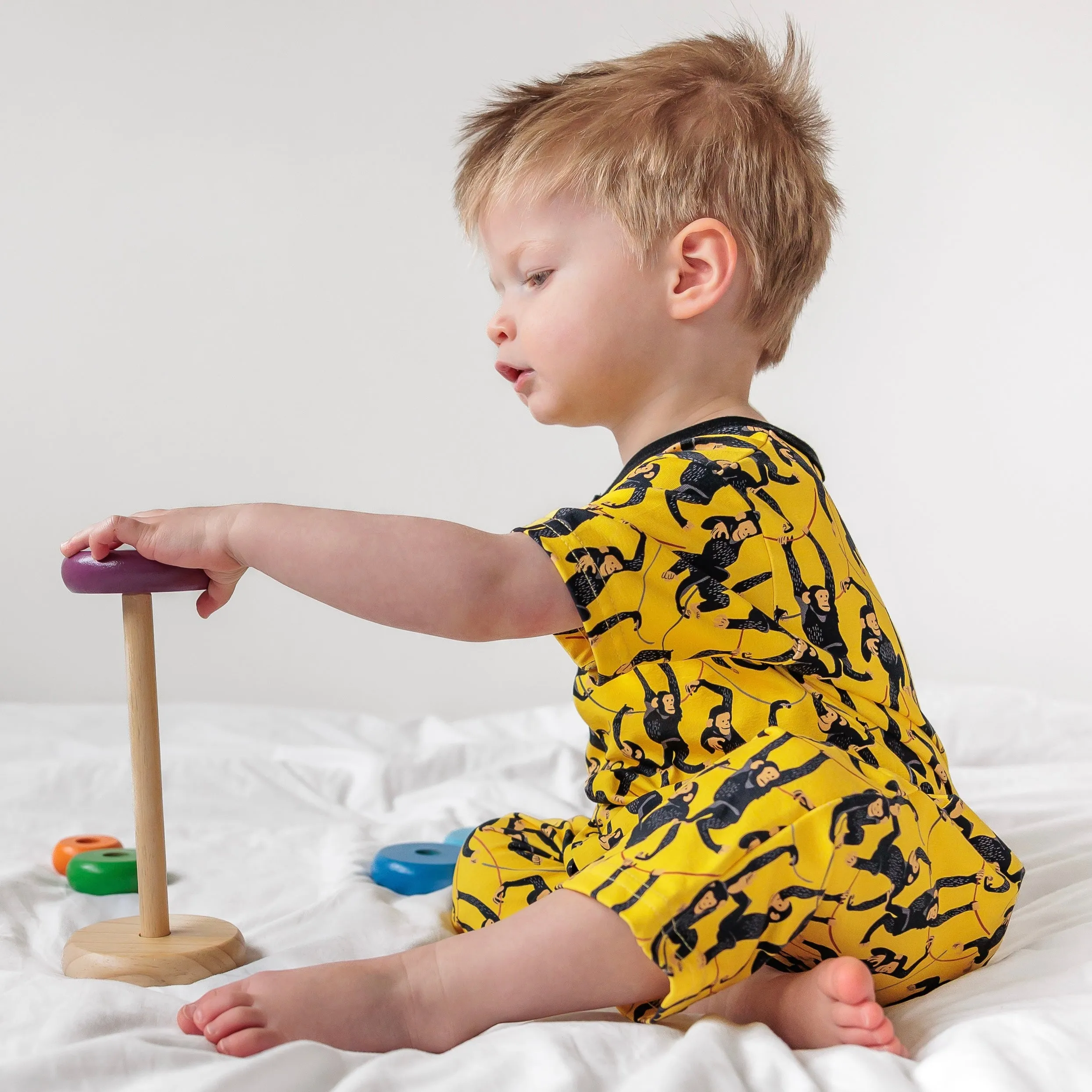 Yellow Monkey print Shortie Romper 0-4 Years