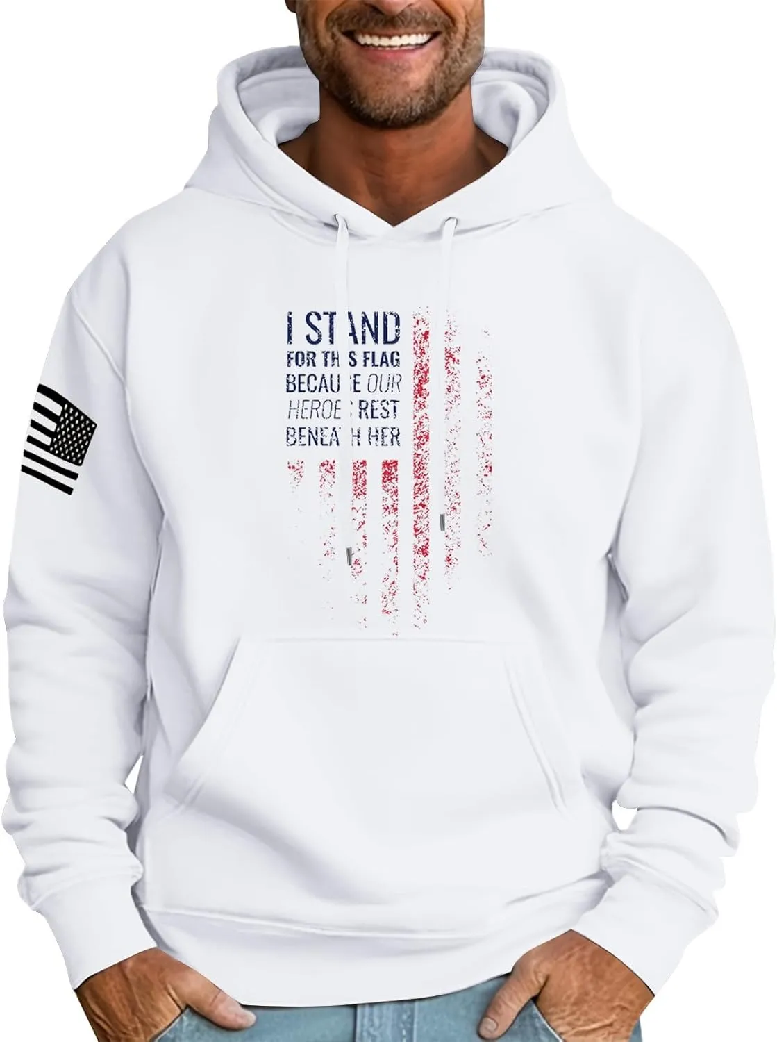 Yesunpxs Men's Pullover Hoodies Print Lightweight Long Sleeve Drawstring Hipster Casual Hooded Sweatshirts with Kanga Pockets