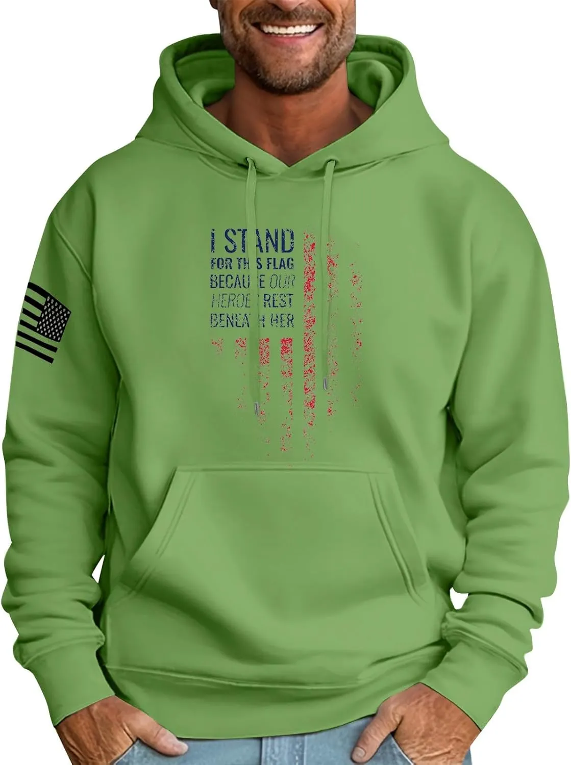 Yesunpxs Men's Pullover Hoodies Print Lightweight Long Sleeve Drawstring Hipster Casual Hooded Sweatshirts with Kanga Pockets